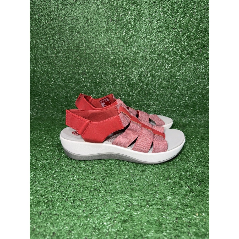 Clarks Cloudsteppers Arla Shaylie Sandals Womens Size 7 Slingback Grey Red Slide